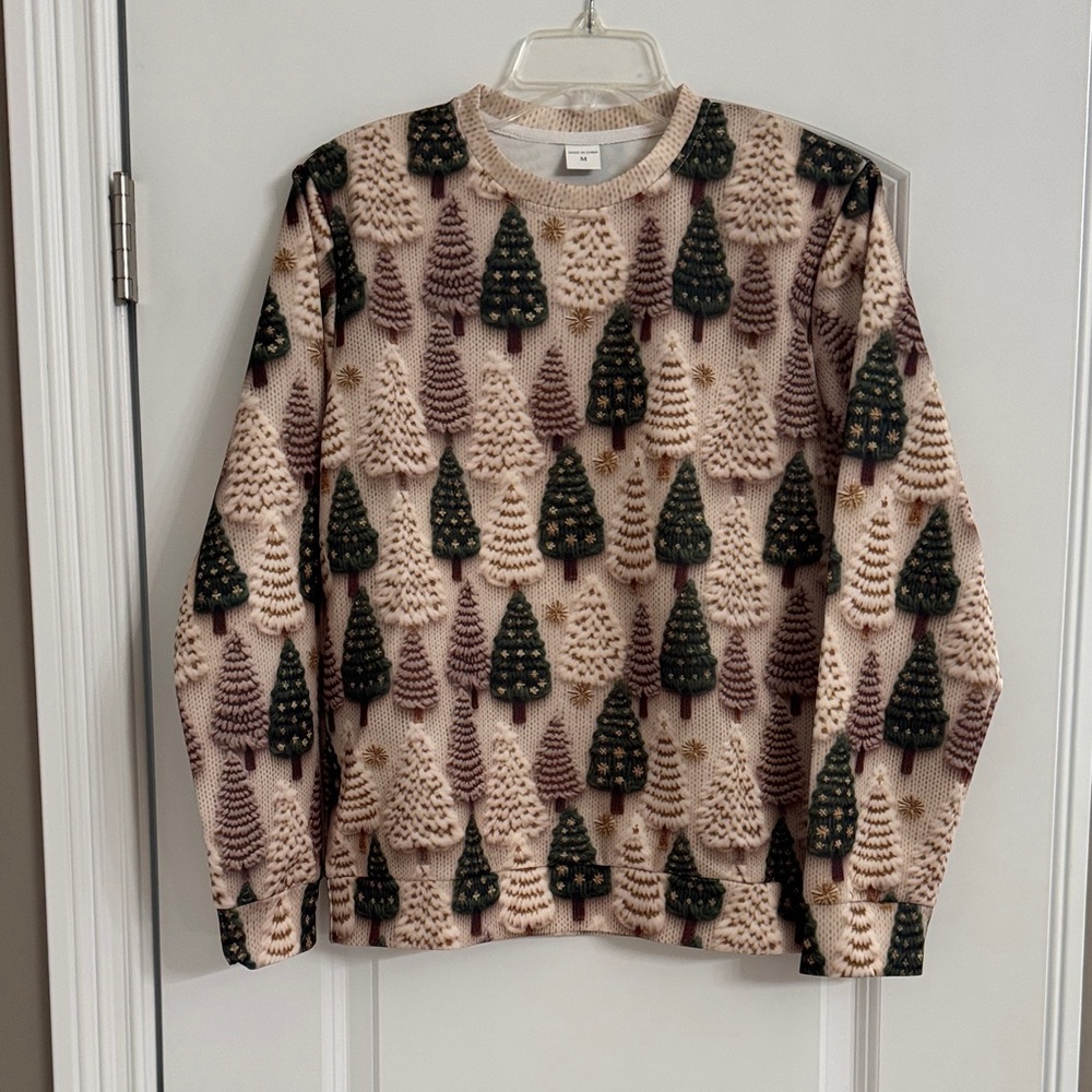 Cream Tree Pattern Sweater